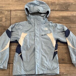 The North Face Women's Light Blue and Navy Raincoat